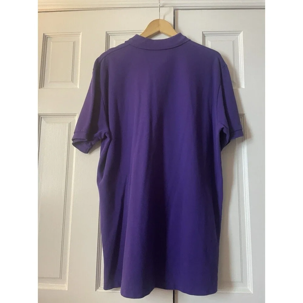 90s Polo Ralph Lauren Pique Polo Shirt Purple Yellow Pony Men's XL USA Vintage